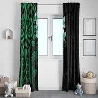New Zealand Tuatara Plumeria Window Curtain Maori Green Koru Tribal Tattoo LT01 - Polynesian Pride