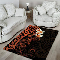 New Zealand Tuatara Plumeria Area Rug Maori Orange Koru Tribal Tattoo LT01 - Polynesian Pride