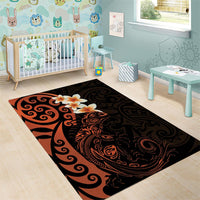 New Zealand Tuatara Plumeria Area Rug Maori Orange Koru Tribal Tattoo LT01 - Polynesian Pride