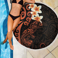 New Zealand Tuatara Plumeria Beach Blanket Maori Orange Koru Tribal Tattoo LT01 - Polynesian Pride