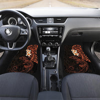 New Zealand Tuatara Plumeria Car Mats Maori Orange Koru Tribal Tattoo LT01 Set 2pcs - Front Orange - Polynesian Pride