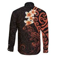 New Zealand Tuatara Plumeria Family Matching Tank Maxi Dress and Hawaiian Shirt Maori Orange Koru Tribal Tattoo LT01 - Polynesian Pride