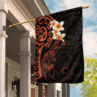 New Zealand Tuatara Plumeria Garden Flag Maori Orange Koru Tribal Tattoo LT01 House Flag Orange - Polynesian Pride
