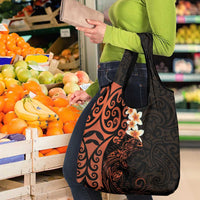 New Zealand Tuatara Plumeria Grocery Bag Maori Orange Koru Tribal Tattoo LT01 - Polynesian Pride