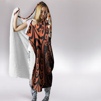 New Zealand Tuatara Plumeria Hooded Blanket Maori Orange Koru Tribal Tattoo LT01 - Polynesian Pride