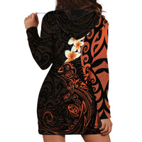New Zealand Tuatara Plumeria Hoodie Dress Maori Orange Koru Tribal Tattoo LT01 - Polynesian Pride