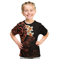 New Zealand Tuatara Plumeria Kid T Shirt Maori Orange Koru Tribal Tattoo LT01 Orange - Polynesian Pride
