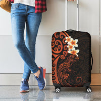 New Zealand Tuatara Plumeria Luggage Cover Maori Orange Koru Tribal Tattoo