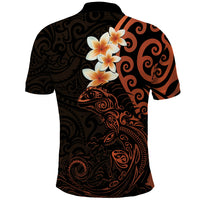 New Zealand Tuatara Plumeria Polo Shirt Maori Orange Koru Tribal Tattoo LT01 - Polynesian Pride