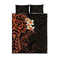 New Zealand Tuatara Plumeria Quilt Bed Set Maori Orange Koru Tribal Tattoo LT01 - Polynesian Pride