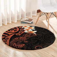 New Zealand Tuatara Plumeria Round Carpet Maori Orange Koru Tribal Tattoo LT01 - Polynesian Pride