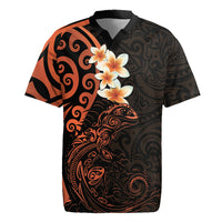 New Zealand Tuatara Plumeria Rugby Jersey Maori Orange Koru Tribal Tattoo LT01 Orange - Polynesian Pride