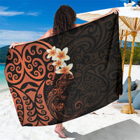 New Zealand Tuatara Plumeria Sarong Maori Orange Koru Tribal Tattoo LT01 One Size 44 x 66 inches Orange - Polynesian Pride