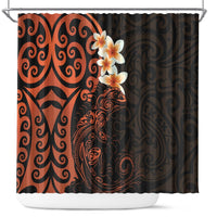 New Zealand Tuatara Plumeria Shower Curtain Maori Orange Koru Tribal Tattoo LT01 Orange - Polynesian Pride