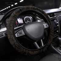 New Zealand Tuatara Plumeria Steering Wheel Cover Maori Orange Koru Tribal Tattoo LT01 Universal Fit Orange - Polynesian Pride
