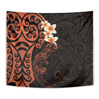 New Zealand Tuatara Plumeria Tapestry Maori Orange Koru Tribal Tattoo LT01 - Polynesian Pride