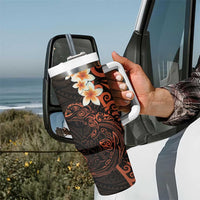 New Zealand Tuatara Plumeria Tumbler With Handle Maori Orange Koru Tribal Tattoo LT01 - Polynesian Pride