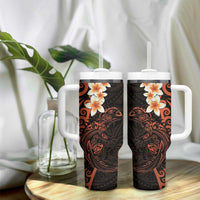 New Zealand Tuatara Plumeria Tumbler With Handle Maori Orange Koru Tribal Tattoo LT01 - Polynesian Pride