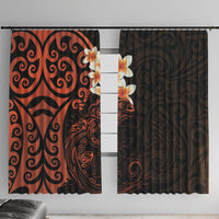 New Zealand Tuatara Plumeria Window Curtain Maori Orange Koru Tribal Tattoo LT01 With Hooks Orange - Polynesian Pride