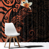 New Zealand Tuatara Plumeria Window Curtain Maori Orange Koru Tribal Tattoo LT01 - Polynesian Pride