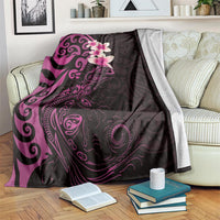 New Zealand Tuatara Plumeria Blanket Maori Pink Koru Tribal Tattoo LT01 Pink - Polynesian Pride