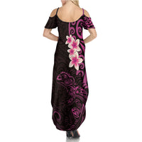 New Zealand Tuatara Plumeria Family Matching Summer Maxi Dress and Hawaiian Shirt Maori Pink Koru Tribal Tattoo LT01 - Polynesian Pride