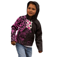 New Zealand Tuatara Plumeria Kid Hoodie Maori Pink Koru Tribal Tattoo LT01 - Polynesian Pride