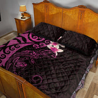 New Zealand Tuatara Plumeria Quilt Bed Set Maori Pink Koru Tribal Tattoo LT01 - Polynesian Pride