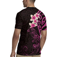 New Zealand Tuatara Plumeria Rugby Jersey Maori Pink Koru Tribal Tattoo LT01 - Polynesian Pride