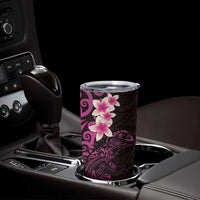 New Zealand Tuatara Plumeria Tumbler Cup Maori Pink Koru Tribal Tattoo LT01 - Polynesian Pride