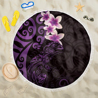 New Zealand Tuatara Plumeria Beach Blanket Maori Purple Koru Tribal Tattoo LT01 One Size 150cm Purple - Polynesian Pride