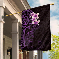 New Zealand Tuatara Plumeria Garden Flag Maori Purple Koru Tribal Tattoo LT01 House Flag Purple - Polynesian Pride