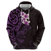 New Zealand Tuatara Plumeria Hoodie Maori Purple Koru Tribal Tattoo LT01 - Polynesian Pride