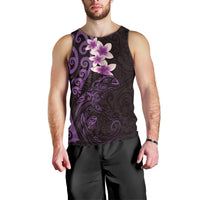 New Zealand Tuatara Plumeria Men Tank Top Maori Purple Koru Tribal Tattoo LT01 - Polynesian Pride