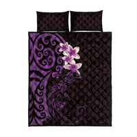 New Zealand Tuatara Plumeria Quilt Bed Set Maori Purple Koru Tribal Tattoo LT01 - Polynesian Pride
