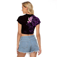 New Zealand Tuatara Plumeria Raglan Cropped T Shirt Maori Purple Koru Tribal Tattoo LT01 - Polynesian Pride