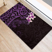 New Zealand Tuatara Plumeria Rubber Doormat Maori Purple Koru Tribal Tattoo LT01 - Polynesian Pride