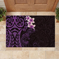 New Zealand Tuatara Plumeria Rubber Doormat Maori Purple Koru Tribal Tattoo LT01 - Polynesian Pride