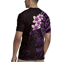 New Zealand Tuatara Plumeria Rugby Jersey Maori Purple Koru Tribal Tattoo LT01 - Polynesian Pride