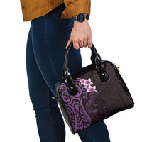 New Zealand Tuatara Plumeria Shoulder Handbag Maori Purple Koru Tribal Tattoo LT01 - Polynesian Pride