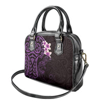 New Zealand Tuatara Plumeria Shoulder Handbag Maori Purple Koru Tribal Tattoo LT01 - Polynesian Pride