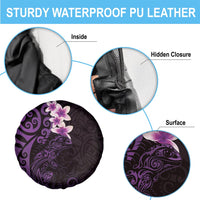 New Zealand Tuatara Plumeria Spare Tire Cover Maori Purple Koru Tribal Tattoo LT01 - Polynesian Pride
