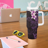 New Zealand Tuatara Plumeria Tumbler With Handle Maori Purple Koru Tribal Tattoo LT01 - Polynesian Pride