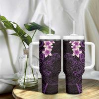 New Zealand Tuatara Plumeria Tumbler With Handle Maori Purple Koru Tribal Tattoo LT01 - Polynesian Pride