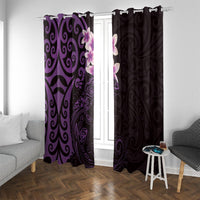 New Zealand Tuatara Plumeria Window Curtain Maori Purple Koru Tribal Tattoo LT01 With Grommets Purple - Polynesian Pride