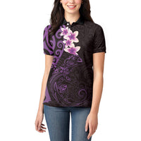 New Zealand Tuatara Plumeria Women Polo Shirt Maori Purple Koru Tribal Tattoo LT01 - Polynesian Pride