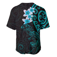 New Zealand Tuatara Plumeria Baseball Jersey Maori Teal Koru Tribal Tattoo LT01 - Polynesian Pride