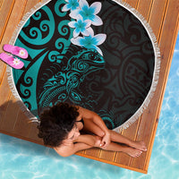 New Zealand Tuatara Plumeria Beach Blanket Maori Teal Koru Tribal Tattoo LT01 - Polynesian Pride