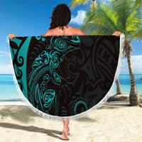 New Zealand Tuatara Plumeria Beach Blanket Maori Teal Koru Tribal Tattoo LT01 - Polynesian Pride