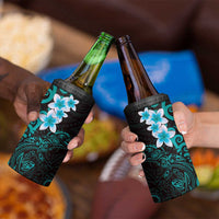 New Zealand Tuatara Plumeria 4 in 1 Can Cooler Tumbler Maori Teal Koru Tribal Tattoo LT01 - Polynesian Pride